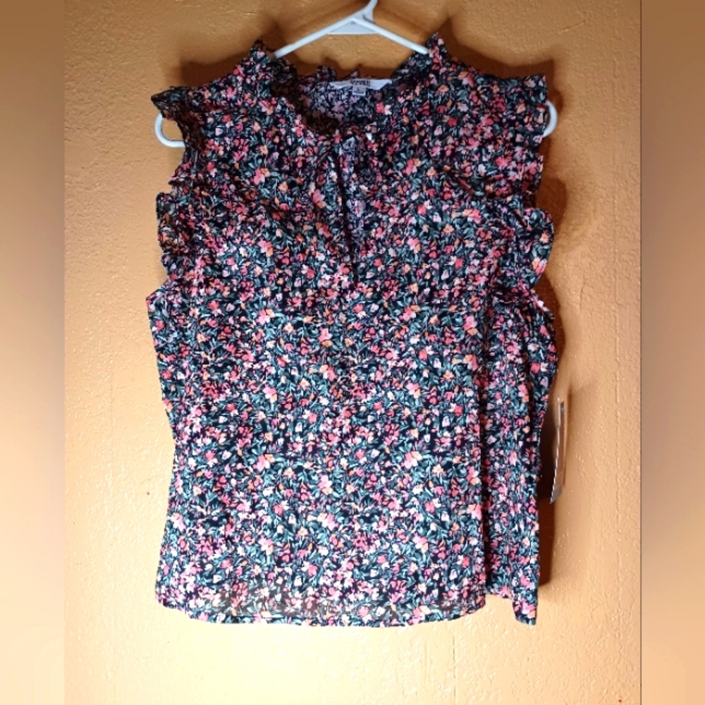 BB DAKOTA / STEVE MADDEN FLORAL PRINT BLOUSE.. SIZE-L #C-0059
